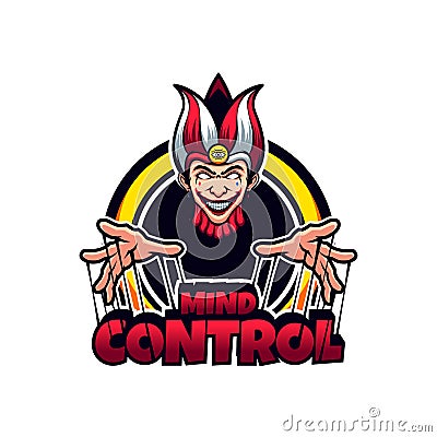 Mad Joker Clown Mind Control Vector Mascot Vector Illustration